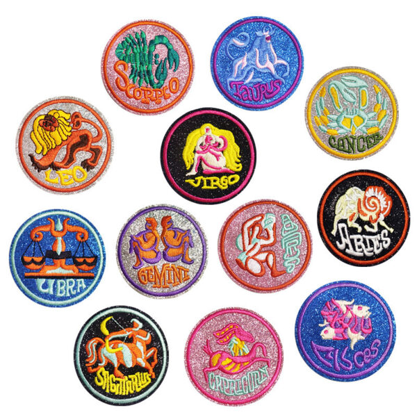 Wholesale 12 Constellation Zodiac Embroidered Patches - Chic Fashion Accessory for Clothing DIY Stickers Gift