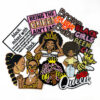 Wholesale Polyester Embroidered Patches Leopard Print Afro Girl for Shoes Hats DIY Accessory