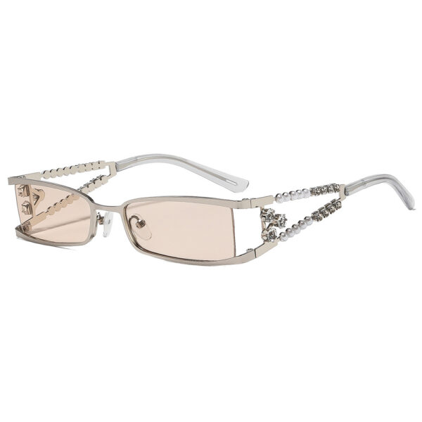 oly-c7b7ce5f1f15db0f5d949b898ec12578 Wholesale Trendy Pearl Rhinestone Sunglasses with Gold Frame Gray Lenses Street Style Fashion Accessory
