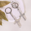 Wholesale Silver Alloy Butterfly Cross Keychain Decorative Car Key Accessory Stylish Boutique