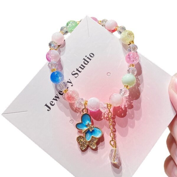Wholesale Purple Floral Butterfly Bracelet Handmade Glass Bead Girls Travel Souvenir Boutique Resale