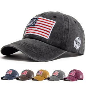 Wholesale USA Flag Embroidered Washed Cotton Retro Baseball Cap Trendy Sun Protection Fashion Accessory Gift