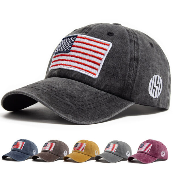 Wholesale USA Flag Embroidered Washed Cotton Retro Baseball Cap Trendy Sun Protection Fashion Accessory Gift