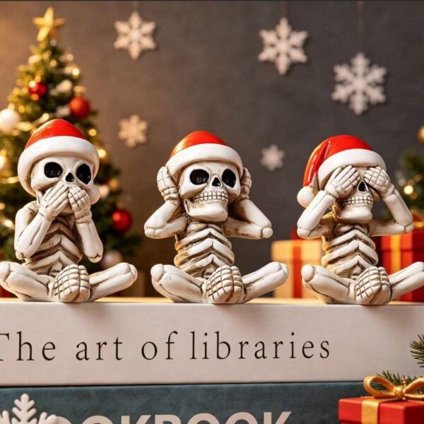 Wholesale Resin Skull Ornament Set Hear No See No Speak No Halloween Decorative Accent