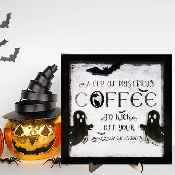 Wholesale Cute 3D Wooden Ghost Ornament Halloween Decorative Accent for Coffee Bar Table Decor