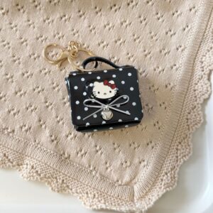 Black polka dot cat head earphone bag