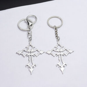 Wholesale Gothic Flame Hollow Cross Keychain Zinc Alloy Pendant Bag Charm Accessory