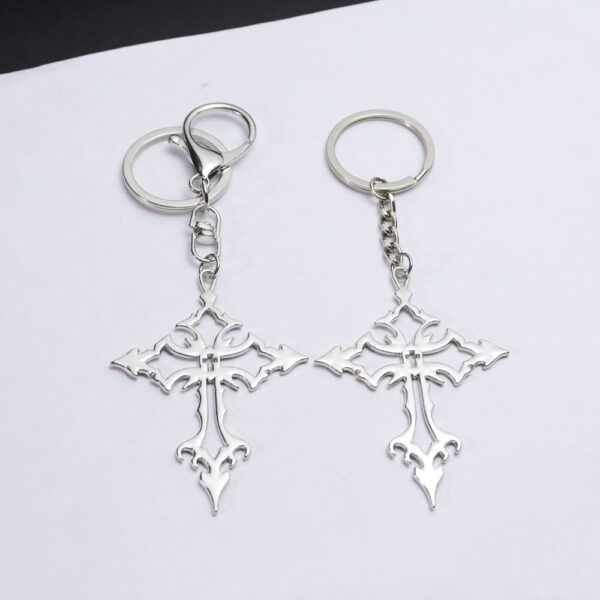 Wholesale Gothic Flame Hollow Cross Keychain Zinc Alloy Pendant Bag Charm Accessory