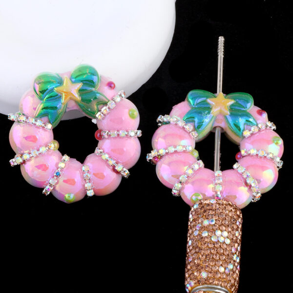 oly-c854e959a66e98ede0eda2af4355bff8 Wholesale Christmas Wreath Bow Tie Style Epoxy Plastic DIY Phone Key Bag Accessory Boutique Resale