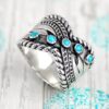 oly-c857716e50622aa140c26e62f36fe23f Wholesale Silver Electroplated Bohemian Turquoise Ring Fashion Jewelry Accessory for Boutique Resale