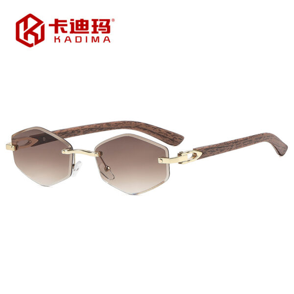 Wholesale Retro Rimless Hexagon Sunglasses UV400 Gold Frame Gray Lenses Outdoor Travel Fashion Accessory