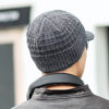 Wholesale Trendy Red Fleece Lined Knitted Hat with Visor, Warm Winter Beanie, Resale Ready