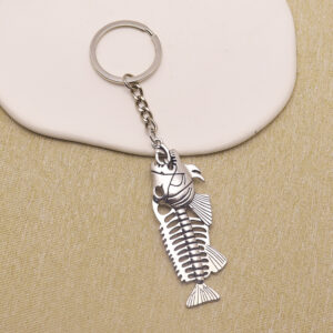 Wholesale Zinc Alloy Retro Fishbone Skeleton Keychain Pendant, Punk Style Fashion Accessory for Keys or Bag