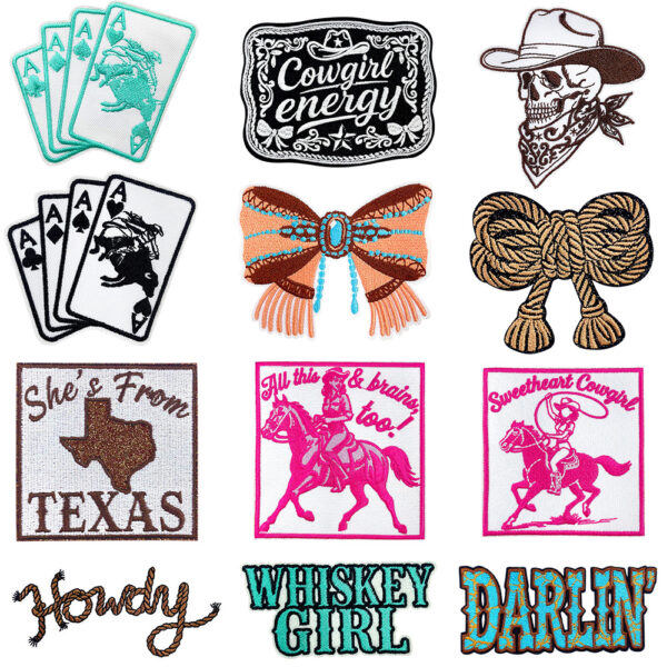 Wholesale Polyester Embroidered Patch Cowgirl Butterfly Letter Series Fashion Accessory for Jacket Decor