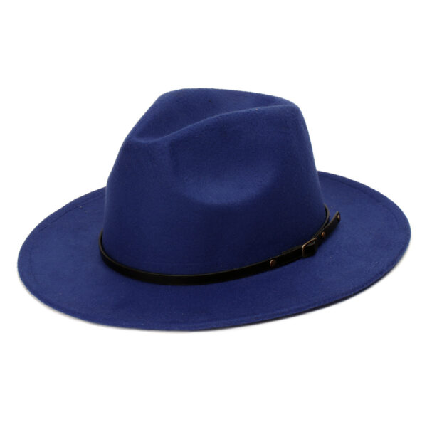 oly-c8ab2336b3ebb30ab8ddc0d3f157f47e Wholesale Woolen Jazz Hat Wide Brim Flat Top Everyday Wear Fashion Accessory