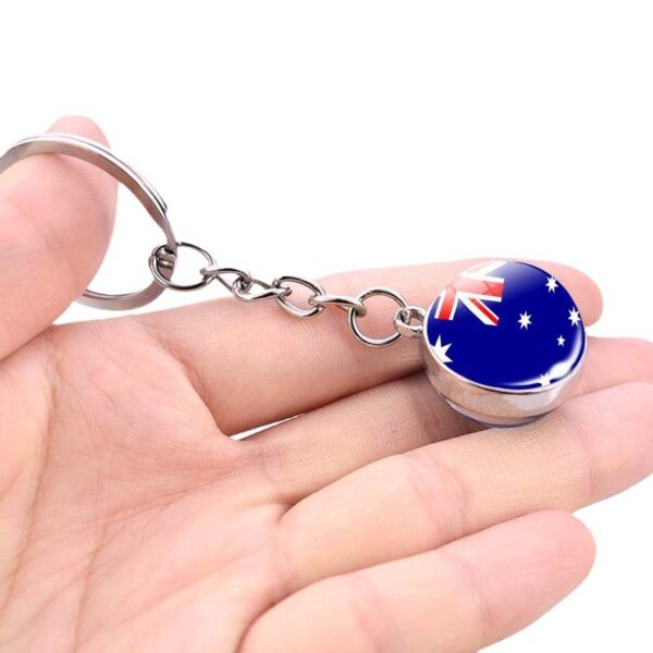 Wholesale Australia Flag Football Keychain Metal Crystal Pendant Fashion Accessory