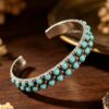 oly-c8bbc8726b85b2c11cae719688a173c6 Wholesale Vintage Bohemian Double-Row Turquoise Open Bangle Cuff Jewelry Accessory for Gift Boutique Resale
