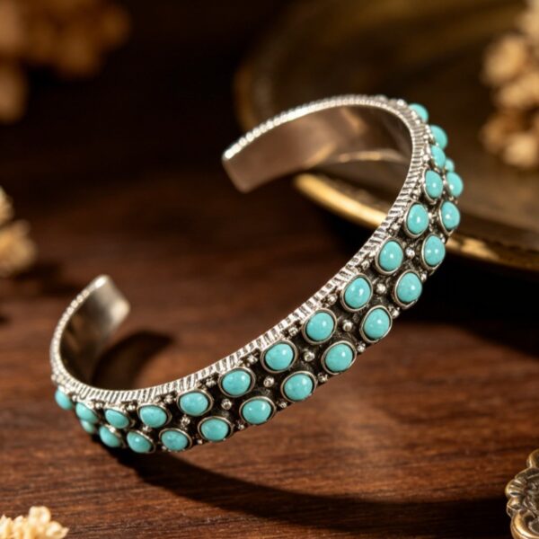 oly-c8bbc8726b85b2c11cae719688a173c6 Wholesale Vintage Bohemian Double-Row Turquoise Open Bangle Cuff Jewelry Accessory for Gift Boutique Resale