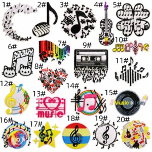 Musical note cloth patch set of 20 pieces