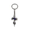 oly-c8e4b2dd39aa86e3ce1f02673e42f229 Wholesale Zinc Alloy Vintage Cross Snake Keychain, Sapphire Blue, Stylish Car Key Accessory for Unisex