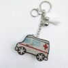 Wholesale Rhinestone Nurse Ambulance Keychain Stylish Medical Bag Charm Key Ring for Car Key Accessory Boutique Gift