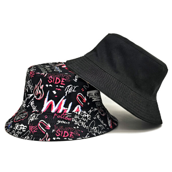 oly-c8e9daa92c3d9e70020a102f33eefddc Wholesale Letter Graffiti Print Bucket Hat for Unisex Sun Protection Outdoor Fashion Gift