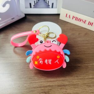 Coin purse-crab-(leather cord)-pink