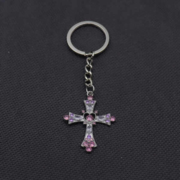 Wholesale Gothic Style Cross Heart Keychain Pendant Metal Bag Charm