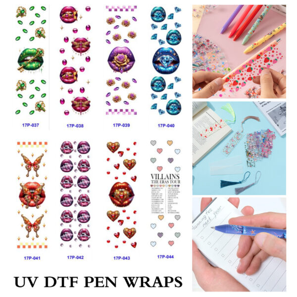oly-c942fc2e86bdcade57c3db3e84ad54f6 Wholesale 2/8/16pcs UV DTF Stickers Lips Halloween Floral Elements Packs of Suitable for Pens and Bookmarks