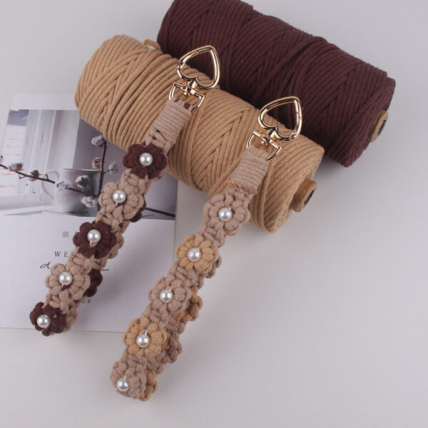 oly-c94f1cfcf191e9823974121eb4f06fb5 Wholesale Cotton Rope Woven Phone Strap Keychain Bag Charm Grey Fashion Accessory