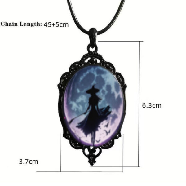 oly-c964113e0abb84b93d8d2c559390de16 Wholesale Black Gothic Witch Oval Pendant Necklace Halloween Gothic Jewelry Accessory for Party Gift