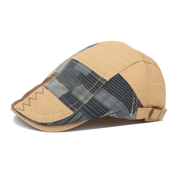 oly-c968b5faed214bb16b559521994281e9 Wholesale Black Spliced Plaid Forward Cap with Embroidery for Casual Summer Wear