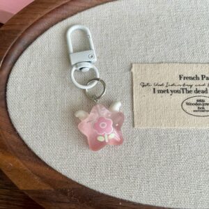 Tinted Star and Moon Keychain [Pink Star]