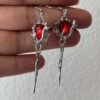 oly-c999344dbc2261aed34b52048de64259 Wholesale Gothic Red Ruby Earrings, Alloy Silver Electroplated Punk Jewelry Accessory for Everyday Wear
