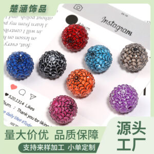 oly-c9ce32e3289a57636fb0098bc9f7c46c Wholesale Halloween Spider Web Clay Beads 20mm for DIY Jewelry Fashion Accessory