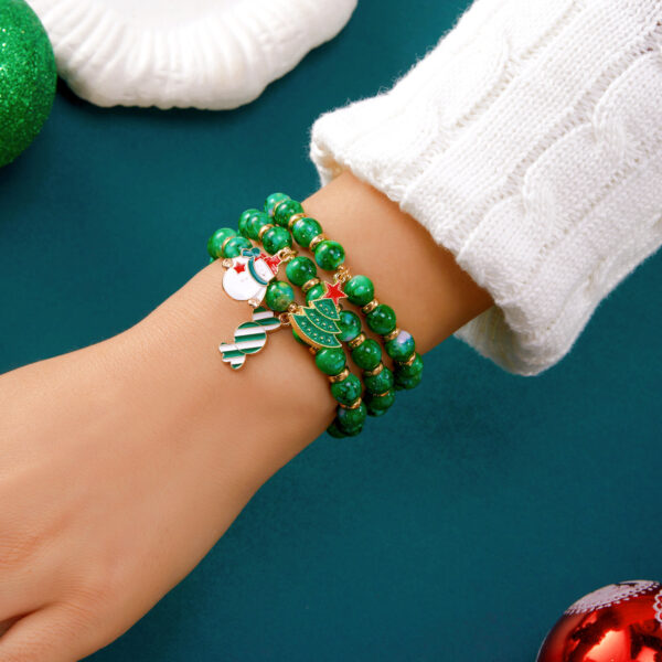 Wholesale Alloy Christmas Beaded Bracelet Set 3Pack Cartoon Pendant Jewelry Accessory