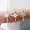 Wholesale Women's Vintage Opal Ring 14K Gold Plated Carved Hollow Geometric Design Engagement Gift Fashion Accessory