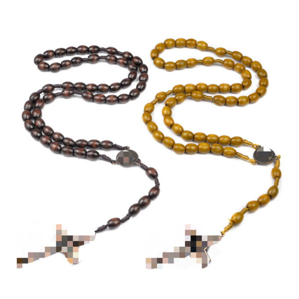 oly-c9e5d47b5517feb7fbd4accbd4030195 Wholesale Wood Cross Rosary Necklace Handmade Beaded Prayer Jewelry Accessory for Casual Everyday Gift
