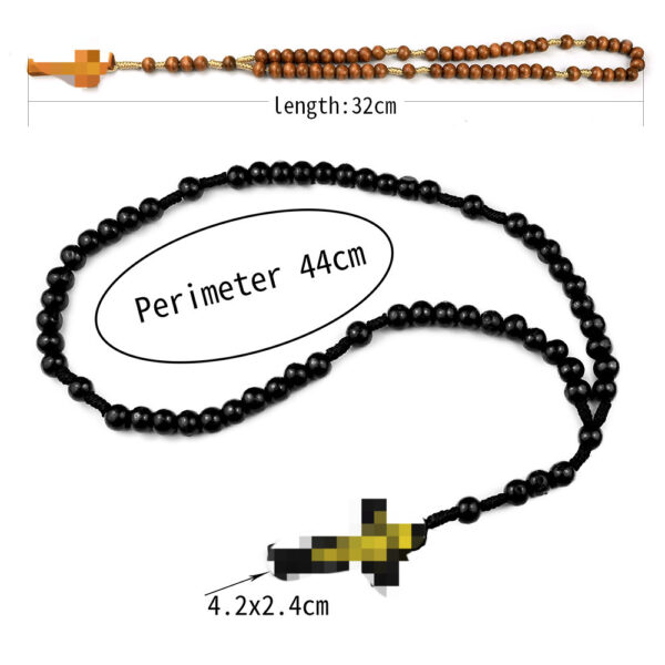 Wholesale Fashion Wooden Rosary Bracelet 8mm with Cross Engraved Hand Held Resale Jewelry Accessory