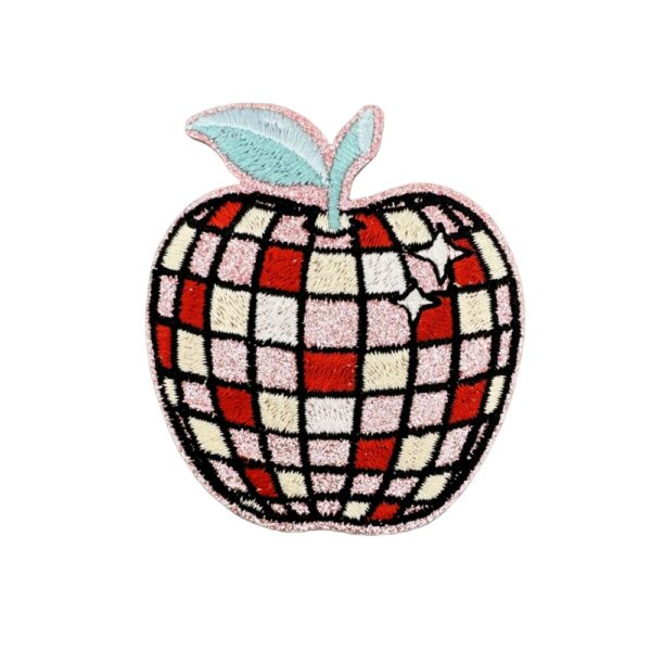 Wholesale Modern Glitter Fruit Patches Gold Edge Plaid Embroidery Polyester Thread Fashion Accessory for DIY Clothing