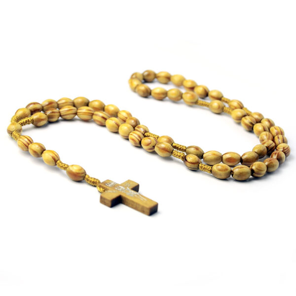 Wholesale Natural Wood Bead Cross Rosary Necklace Religious Jewelry for Gift Boutique Resale