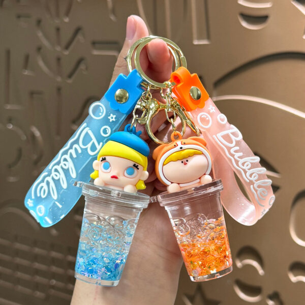 oly-ca429448d42eeffa888bf101f2404d56 Wholesale Acrylic Milk Tea Cup Keychain Liquid Bubble Girl Decorative Bag Charm Gift for Boutique Resale