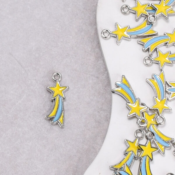 Wholesale Pink Double Sided Rainbow Meteor Pendant Zinc Alloy DIY Earring Accessory