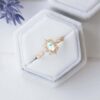 Wholesale Women's Vintage Opal Ring 14K Gold Plated Carved Hollow Geometric Design Engagement Gift Fashion Accessory