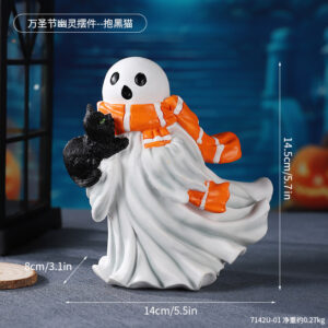 7142u-01 halloween ghost ornament--hug black cat / As shown in the picture