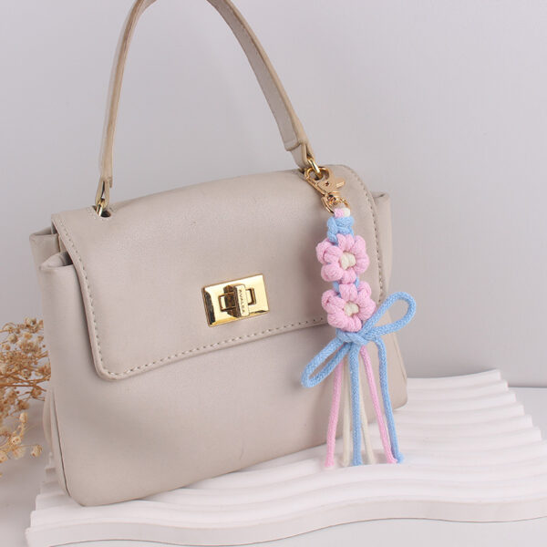 oly-ca811006b19bef730b30054ede8b361a Wholesale Cotton Rope Bohemian Handmade Flower Keychain Bag Charm Gift for Women