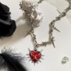 oly-caa4b73b63c37059248135e049d2920f Wholesale Zinc Alloy Gothic Red Love Heart Thorn Pendant Necklace for Everyday Wear