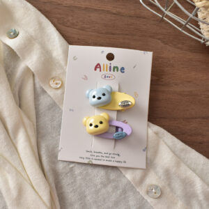 20# blue and yellow bear head duckbill clip-2-piece set