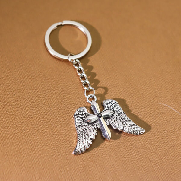 oly-cab37f11b4cf5f53cc098694571c01c4 Wholesale Punk Vintage Angel Wings Cross Keychain Pendant, Zinc Alloy Fashion Accessory for Bags