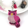 Wholesale Bright Red Cartoon Owl Keychain Korean Velvet Rhinestone Bag Charm Fashion Accessory Gift